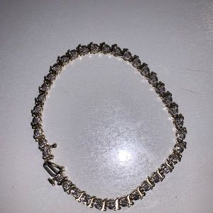 REAL 10k Gold & small diamonds tennis bracelet